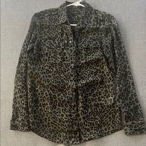 Banana Republic Green Neutral Animal Print Blouse